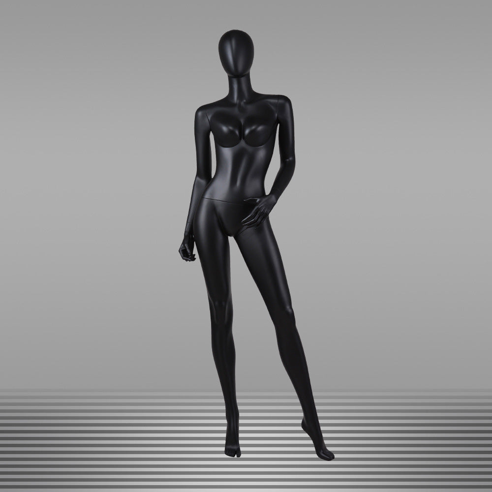 DE-LIANG Glossy Champagne Gold / Black Female Full Body Mannequin Set, Realistic Fiberglass Standing & Sitting Display Models for Clothing Stores, Window Fashion Display, Boutique Dress Form Props