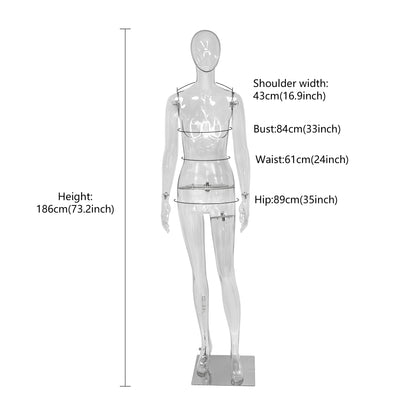 DE-LIANG Transparent Female Mannequin Full Body PE Display for Retail Store Photography