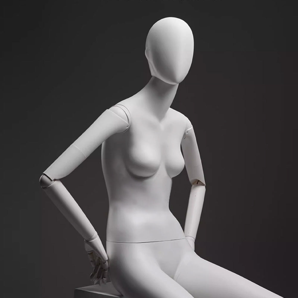 DE-LIANG Matte White Female Full-Body Mannequin, Poseable Joints, Window Display