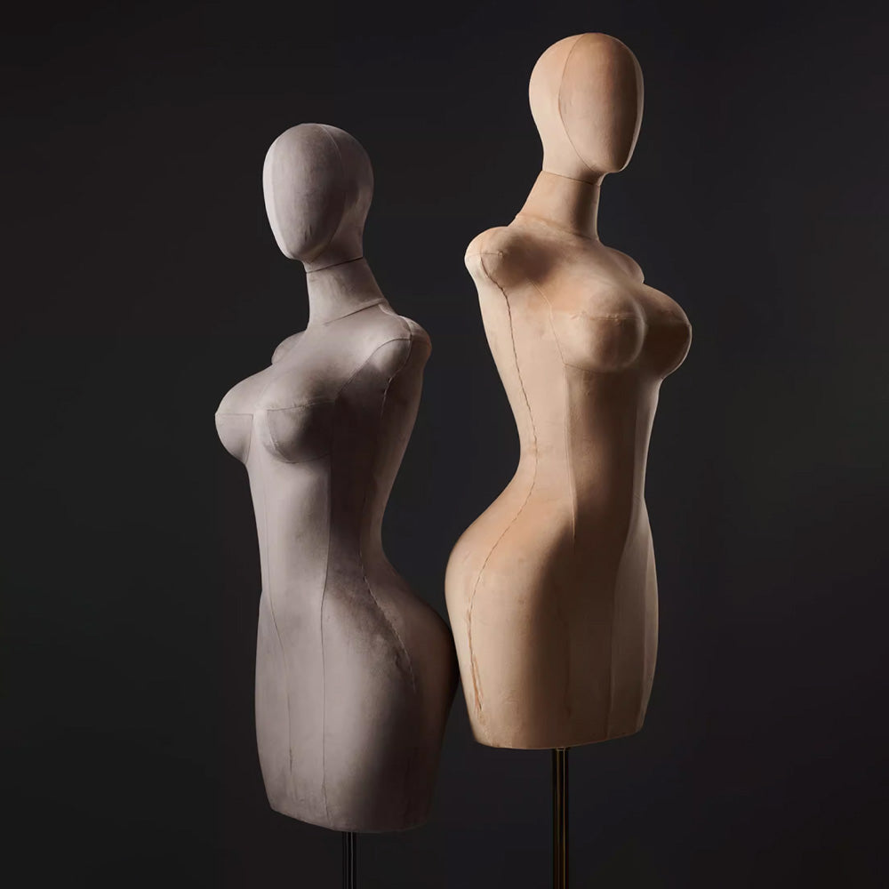 DE-LIANG Curvy Velvet-Wrapped Female Mannequin Half Body for Boutique & Store Display