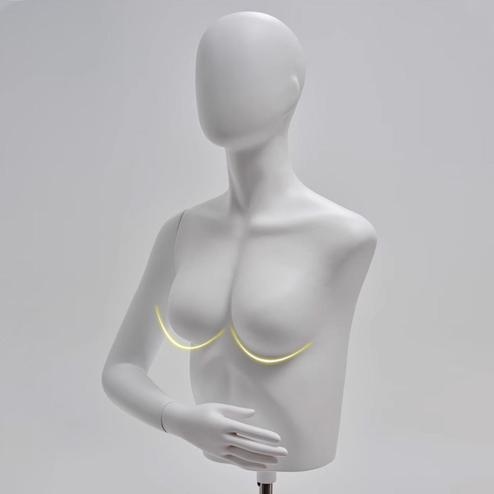 DE-LIANG DRESS FORM Adjustable Lingerie Mannequin Torso - White Plastic Corset Display Model for Underwear, Swimwear, Bar & Boutique Retail