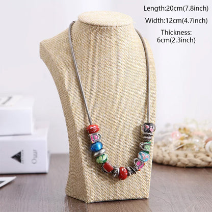 DE-LIANG Burlap Neck Mannequin Stand – Jewelry Necklace & Pendant Display Holder