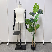 Load image into Gallery viewer, Male half body adjustable height fabric mannequin, window display rack adult men torso, dress form for clothes display with Shoes Rackd DLMH340-LINEN-BEIGE
