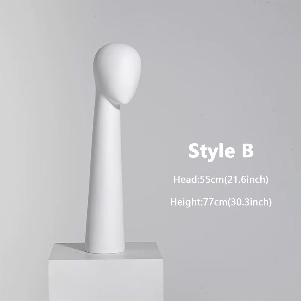 DE-LIANG Long Neck Mannequin Head with Face Features – Fiberglass Hat Wig Scarf Display