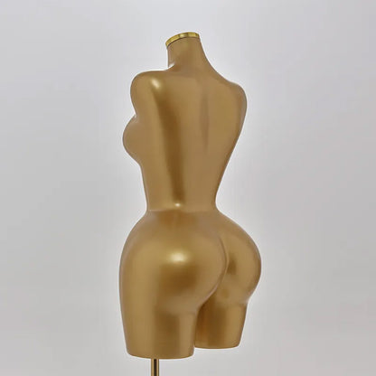 DE-LIANG Female Curvy Half Body Mannequin,Lagre Size Golden Women Dress form Torso With Big Hips and Slim waist,Brazilian Body Mannequin