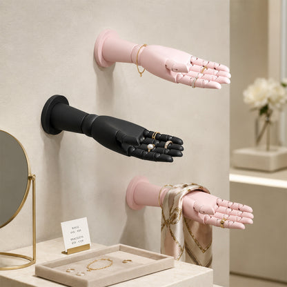 DE-LIANG Wall Mount Mannequin Hand, Mechanical Wood Jewelry Display Stand for Boutiques