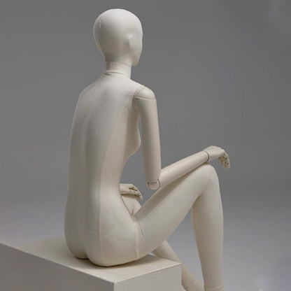 DE-LIANG Luxury Full Body Female Mannequin Set,Fabric Covered Retail Display Mannequins with Arms & Metal Base,Window Display, Boutique Clothing Form, Retail Visual Merchandising