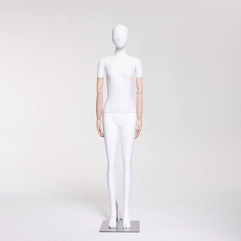 DE-LIANG Mannequin de luxe pour femme grande taille avec bras dorés, mannequin de présentation de torse en daim rose, modèle de présentation de torse de mannequin grande taille
