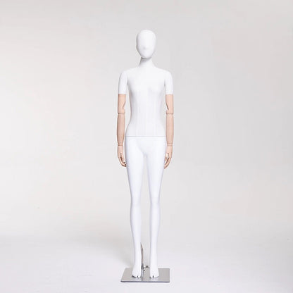DE-LIANG Mannequin de luxe pour femme grande taille avec bras dorés, mannequin de présentation de torse en daim rose, modèle de présentation de torse de mannequin grande taille
