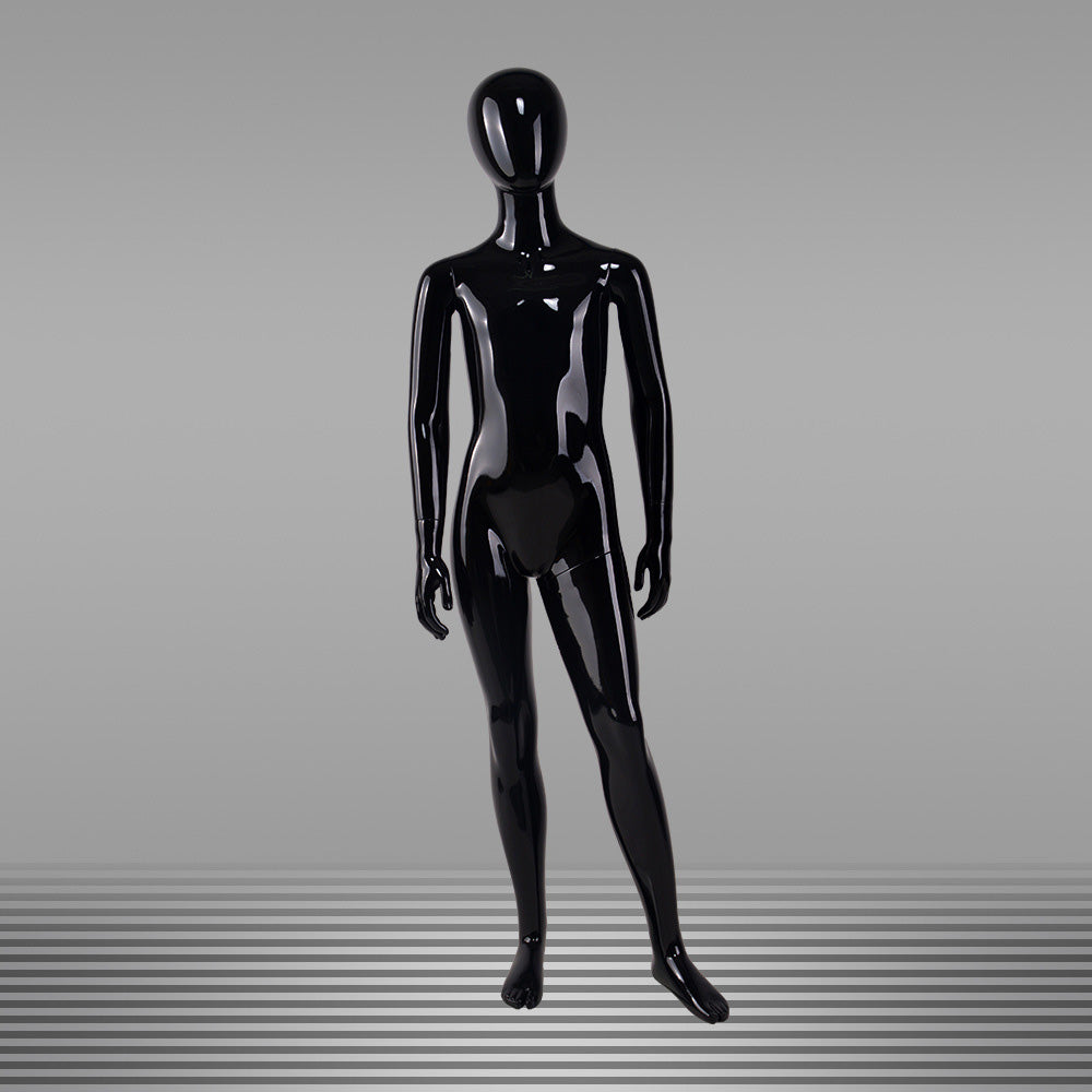 DE-LIANG Glossy Black Full Body Childs Mannequin with Arms & Head for Store Window, Boutique Clothing & Fashion Display