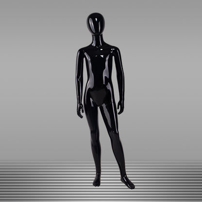 DE-LIANG Glossy Black Full Body Childs Mannequin with Arms & Head for Store Window, Boutique Clothing & Fashion Display
