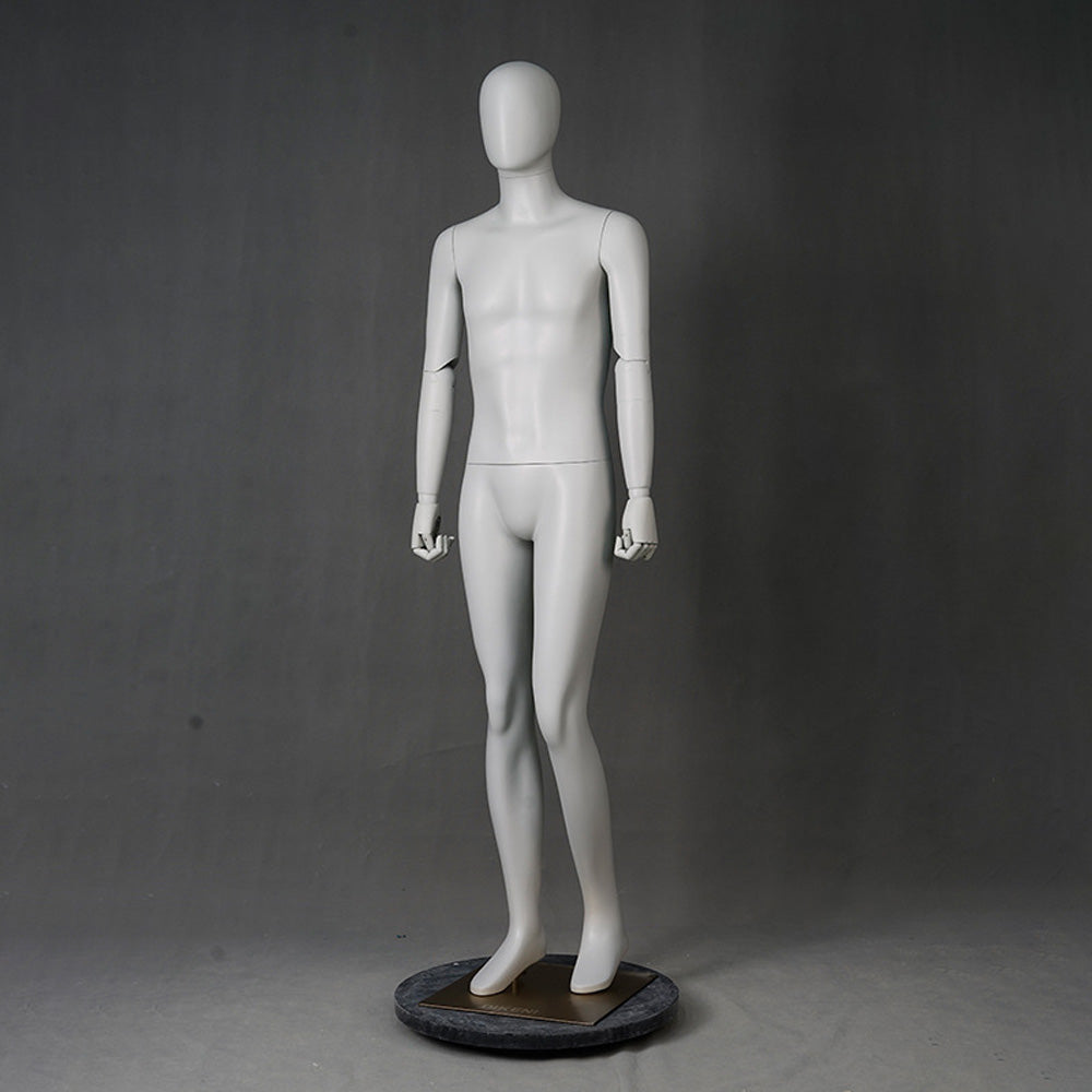 DE-LIANG Luxury Male Full Body Mannequins,Matte White Male Dress Form Display Mannequis with Base,Stand Realistic Model for Clothing Shops