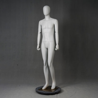 DE-LIANG Luxury Male Full Body Mannequins,Matte White Male Dress Form Display Mannequis with Base,Stand Realistic Model for Clothing Shops