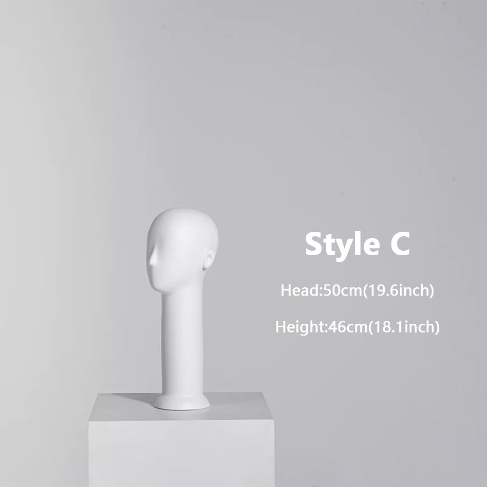DE-LIANG Long Neck Mannequin Head with Face Features – Fiberglass Hat Wig Scarf Display