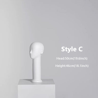 DE-LIANG Long Neck Mannequin Head with Face Features – Fiberglass Hat Wig Scarf Display