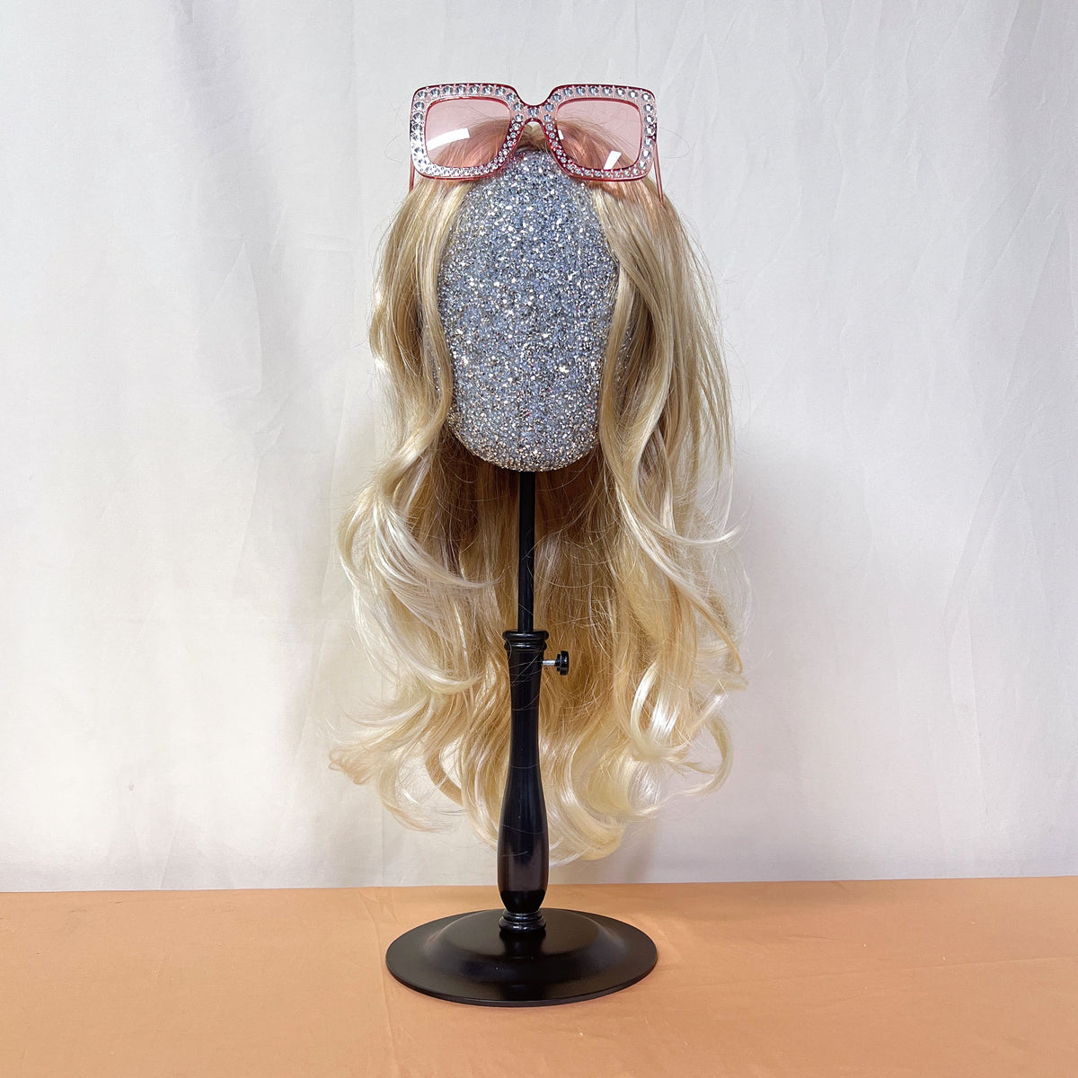 Fashion Head Mannequin, Silver diamond Steel plate support ,Fully Pinnable Mannequin Head Stand,Hat Wig Display Head Model With Metal Base DL2313 DE-LIANG