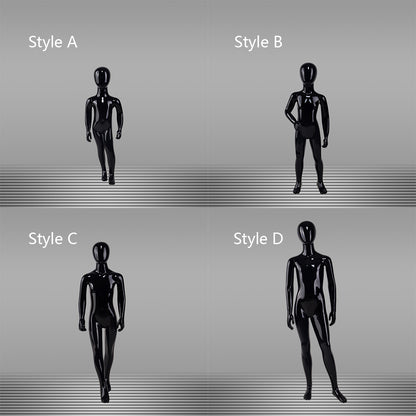 DE-LIANG Glossy Black Full Body Childs Mannequin with Arms & Head for Store Window, Boutique Clothing & Fashion Display