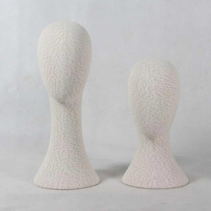 Vente de liquidation Mannequin de tête de femme en lin de bambou, modèle de tête épinglable avec long cou/épaules, pour affichage de chapeau/perruque/écharpe