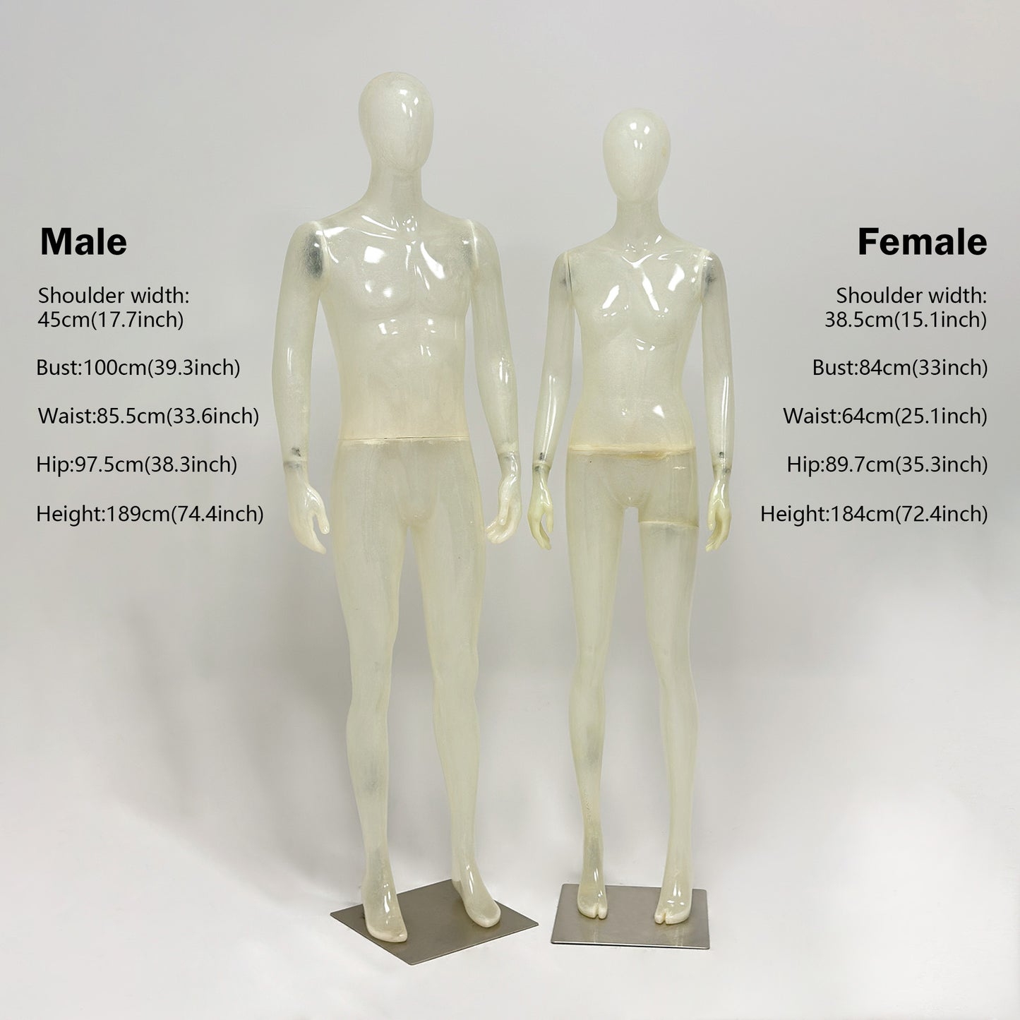 Crystal clear glass fiber texture of professional display mannequin