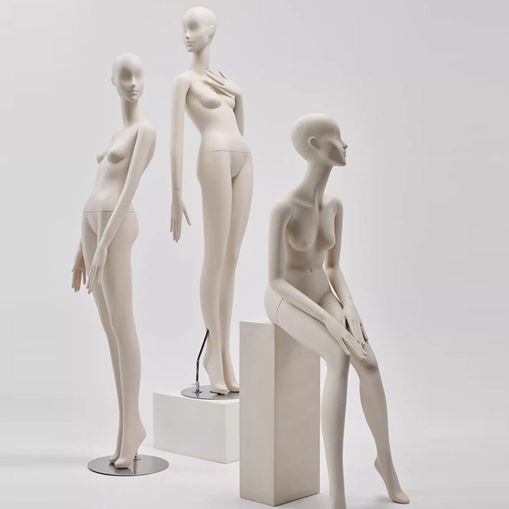 DE-LIANG Luxury White Female Full Body Mannequin Stand,Realistic Fiberglass Dress Form Display,Manikin Torso Stand for Retail Clothing,with base*1pcs DL0162