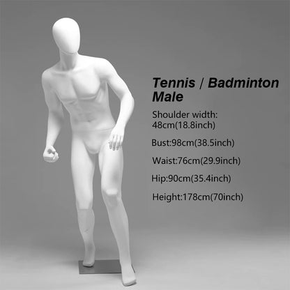 Sports Mannequin Full Body - Golf Tennis Display Prop | Fiberglass Male Female