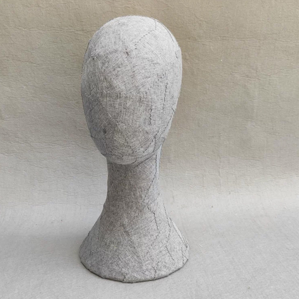 DE-LIANG Handcrafted Kraft Paper & Linen Mannequin Head, Pin-Insert Wig & Hat Display