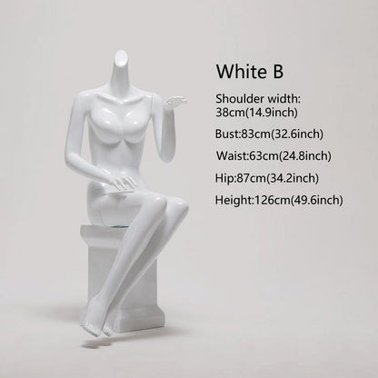 DE-LIANG Female Lingerie Display Form - White Gold Full Half Body Mannequin Bust Torso Hip Bra Panty Prop