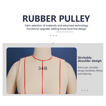 DE-LIANG Professional Lingerie Tailor Dress Form - Oblique Pinnable Female Full Body Mannequin with Reference Lines