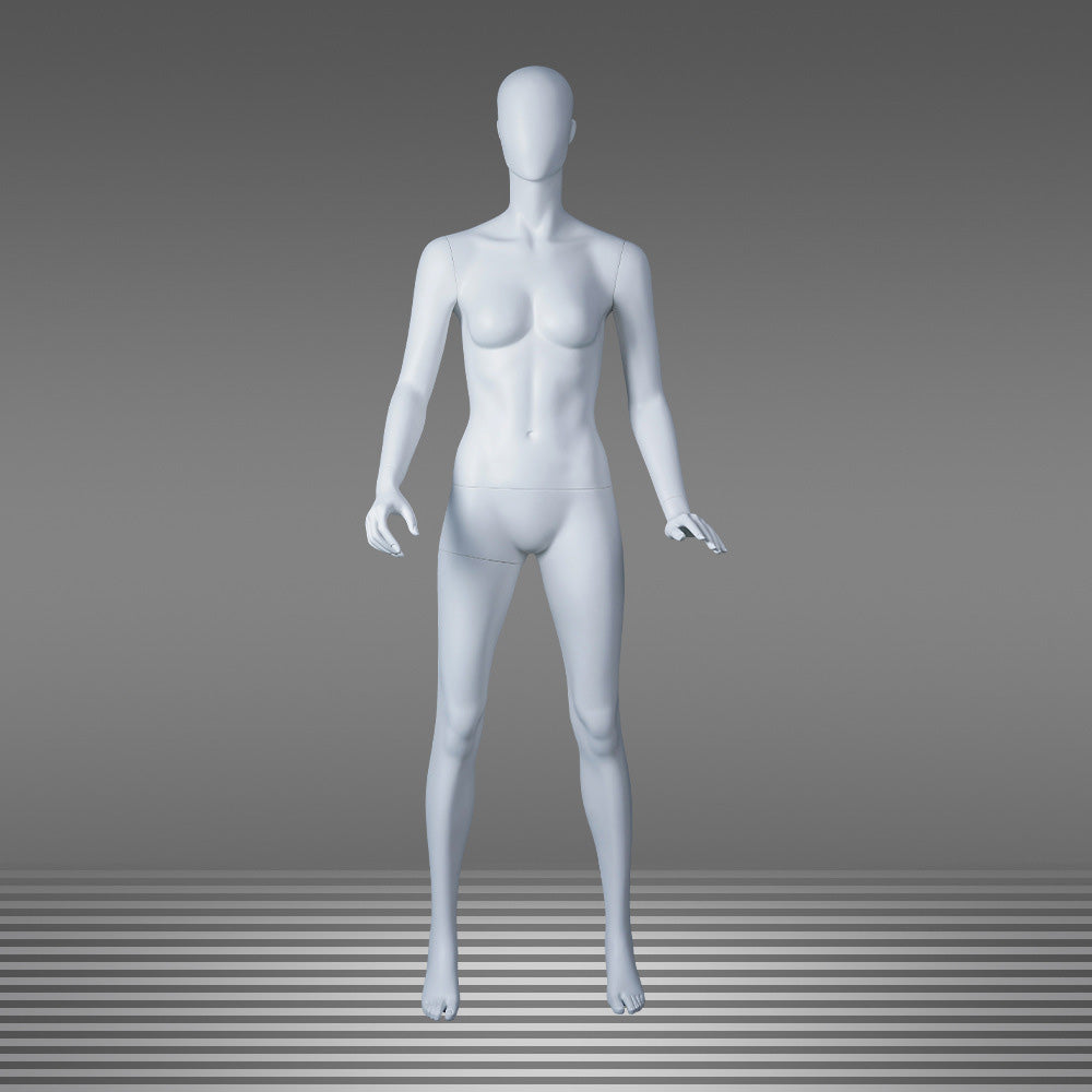 DE-LIANG Abstract Female Full Body Fiberglass Mannequin – White Matte Retail Clothing Display Form