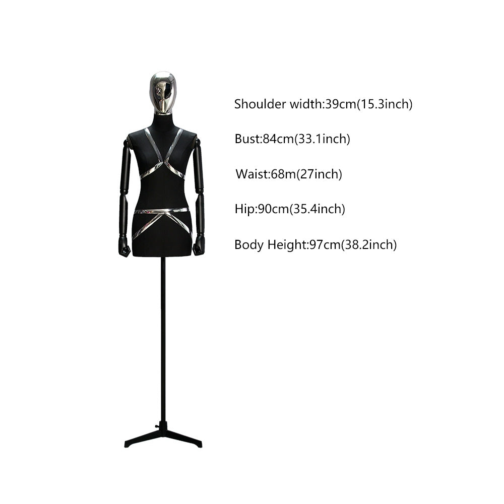 Female Half Body Mannequin, Custom-Made Female Half Body With Hand-Plated Headwork Art Model Display Props Window Display Stand DE-LIANG