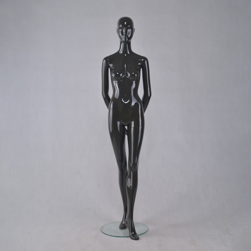 DE-LIANG Female Full Body Mannequin,Glossy White/Black Fiberglass Realistic Dress Form Display,Elegant Standing Window Display Model for Clothing Stores, Boutiques & Fashion Exhibitions