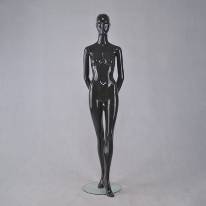 DE-LIANG Female Full Body Mannequin,Glossy White/Black Fiberglass Realistic Dress Form Display,Elegant Standing Window Display Model for Clothing Stores, Boutiques & Fashion Exhibitions