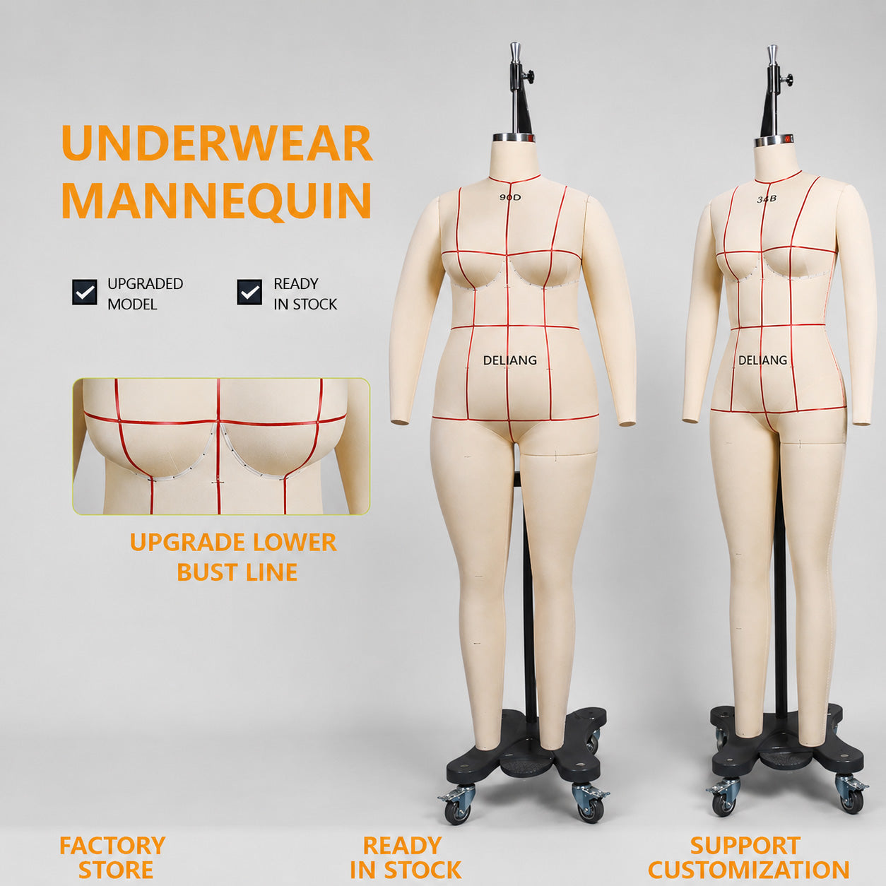 Maniquí femenino DL900 36B, modelo de sastrería de lencería para costura, maniquí de modista adulto de medio cuerpo de alta calidad por mar.