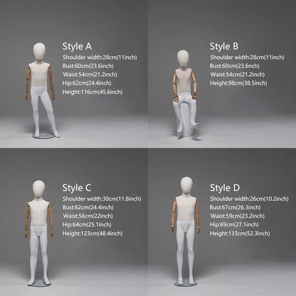 Kids Full Body Mannequin,Fabric Wrapped Torso Painted Legs Wooden Arms