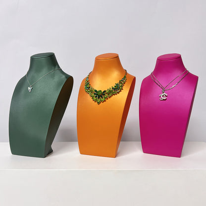 High-end Green Pink Orange Jewelry Display Bust ,Leather Pendant Chain Necklace Stand,Necklace Holder Bust For Jewelry Store Display Props DE-LIANG