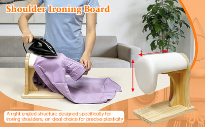 DE-LIANG Shoulder Ironing Board – Sleeve Press with Pine Wood Base & Cotton Cover