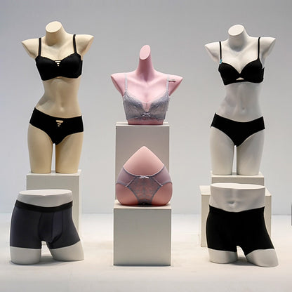 DE-LIANG White Female & Male Lingerie Display Form - Bust Torso Hip Mannequin Bra Panty Underwear Display Prop