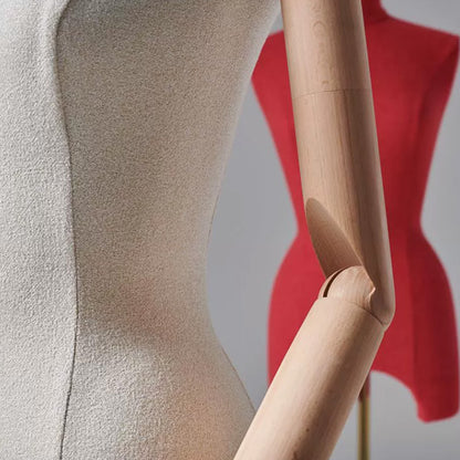 DE-LIANG Maniquí de cuerpo entero, modelo de exhibición de tela de terciopelo para mujer, hombre y niño con brazos de madera, maniquí de torso para vestidos, ropa, maniquí, conjunto de maniquíes familiares