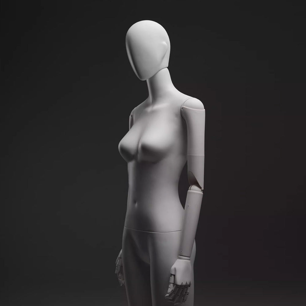 DE-LIANG Matte White Female Full-Body Mannequin, Poseable Joints, Window Display