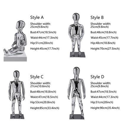 DE-LIANG Luxury Child Full Body Mannequin,Electroplated Baby Kids Dress Form Fiberglass Display,Girl Boy Teenage Mannequin For Clothes Displa