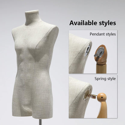 DE-LIANG Male Mannequin Slub Linen Muscle Torso | Menswear Window Display Stand