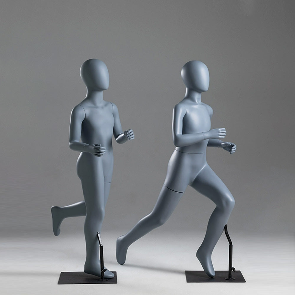 DE-LIANG Kids Full Body Sport Mannequin,Child Running Display Manikin Torso with Metal Base for Retail Clothing Stores, Athletic Wear, Window Display, Durable Fiberglass Dress Form