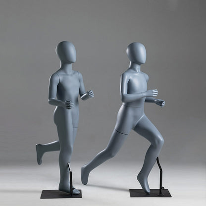 DE-LIANG Kids Full Body Sport Mannequin,Child Running Display Manikin Torso with Metal Base for Retail Clothing Stores, Athletic Wear, Window Display, Durable Fiberglass Dress Form