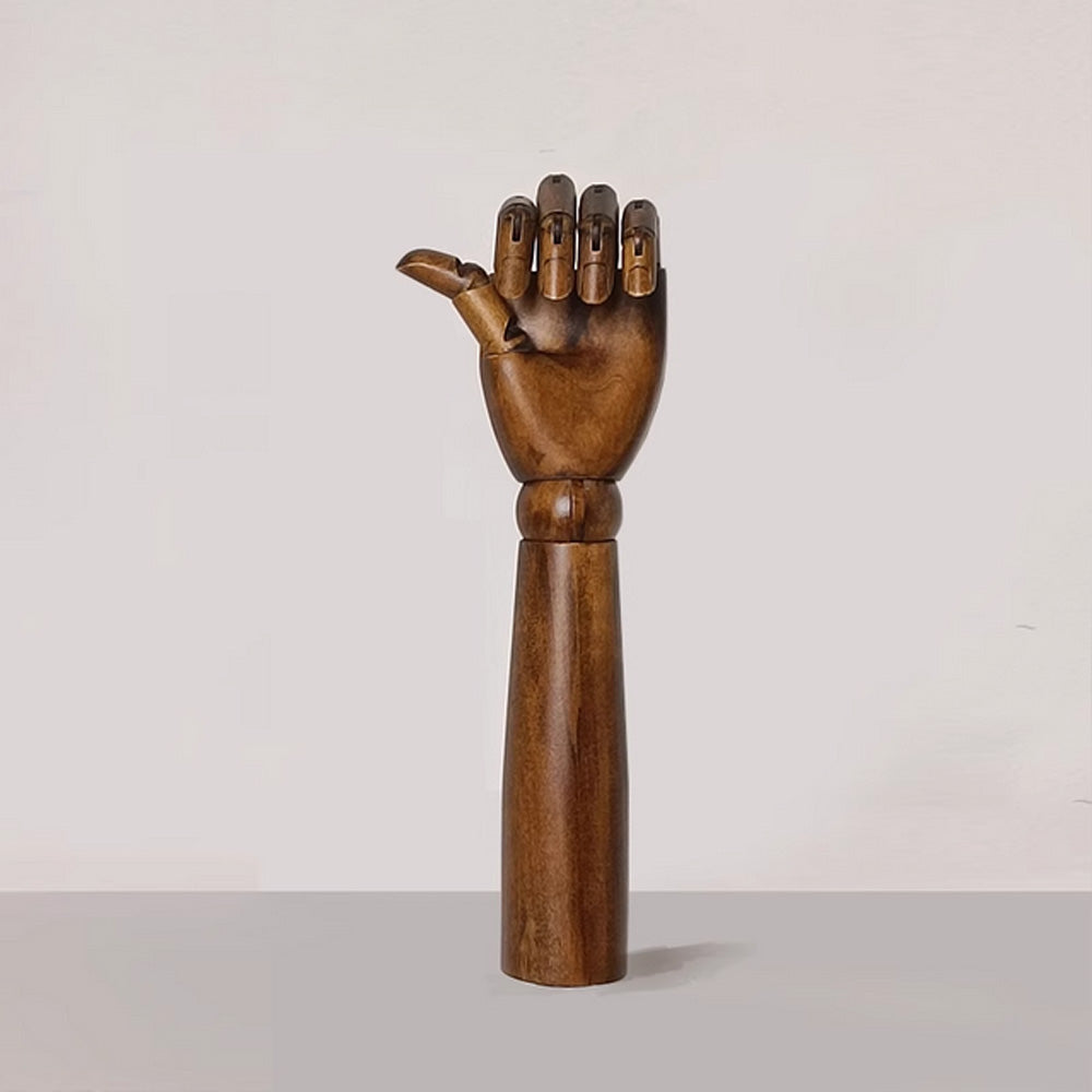 Main de mannequin en bois marron vintage tendance, présentoir pour mains droites et gauches flexibles, présentoir pour gants, bagues, montres, lunettes, bijoux