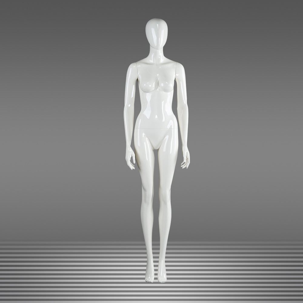 DE-LIANG Female Full Body Mannequins,Glossy White Fiberglass Realistic Dress Form