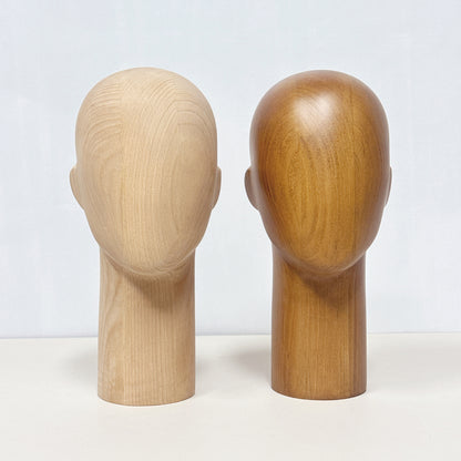 Wooden Mannequin Head Stand | Wig Hat Glasses Tie Display | DE-LIANG