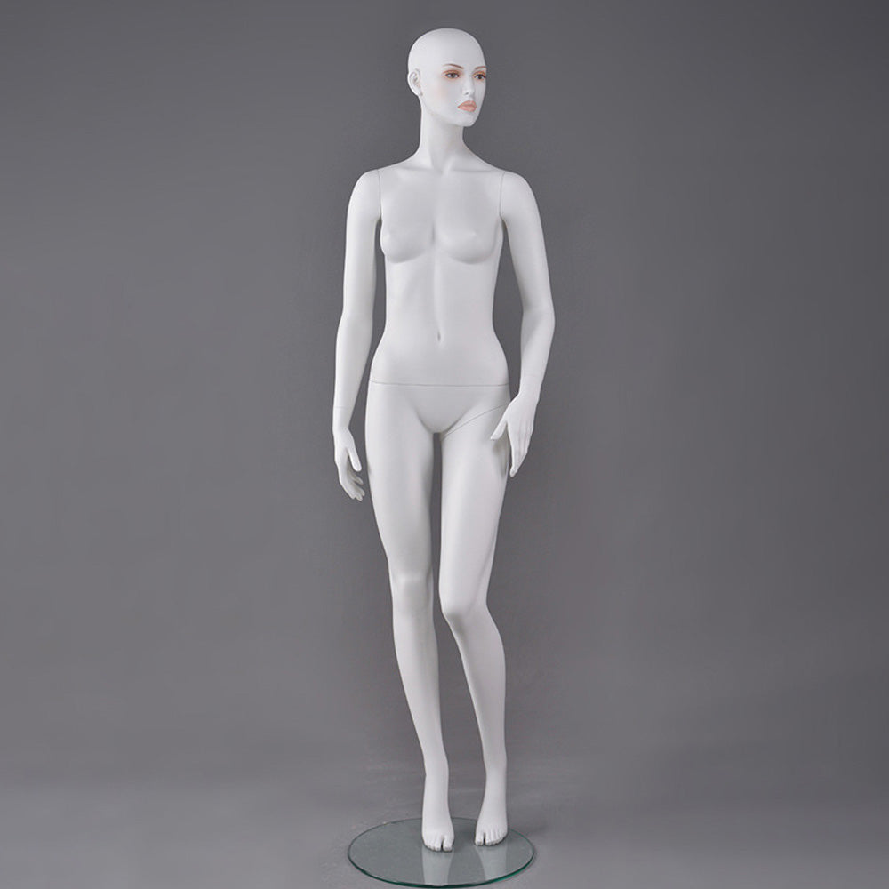 DE-LIANG White Female Full Body Mannequin with Abstract Head,Realistic Fiberglass Display Model for Boutique & Clothing Store Window Display