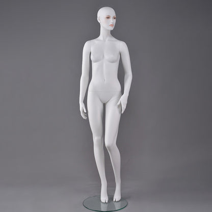 DE-LIANG White Female Full Body Mannequin with Abstract Head,Realistic Fiberglass Display Model for Boutique & Clothing Store Window Display