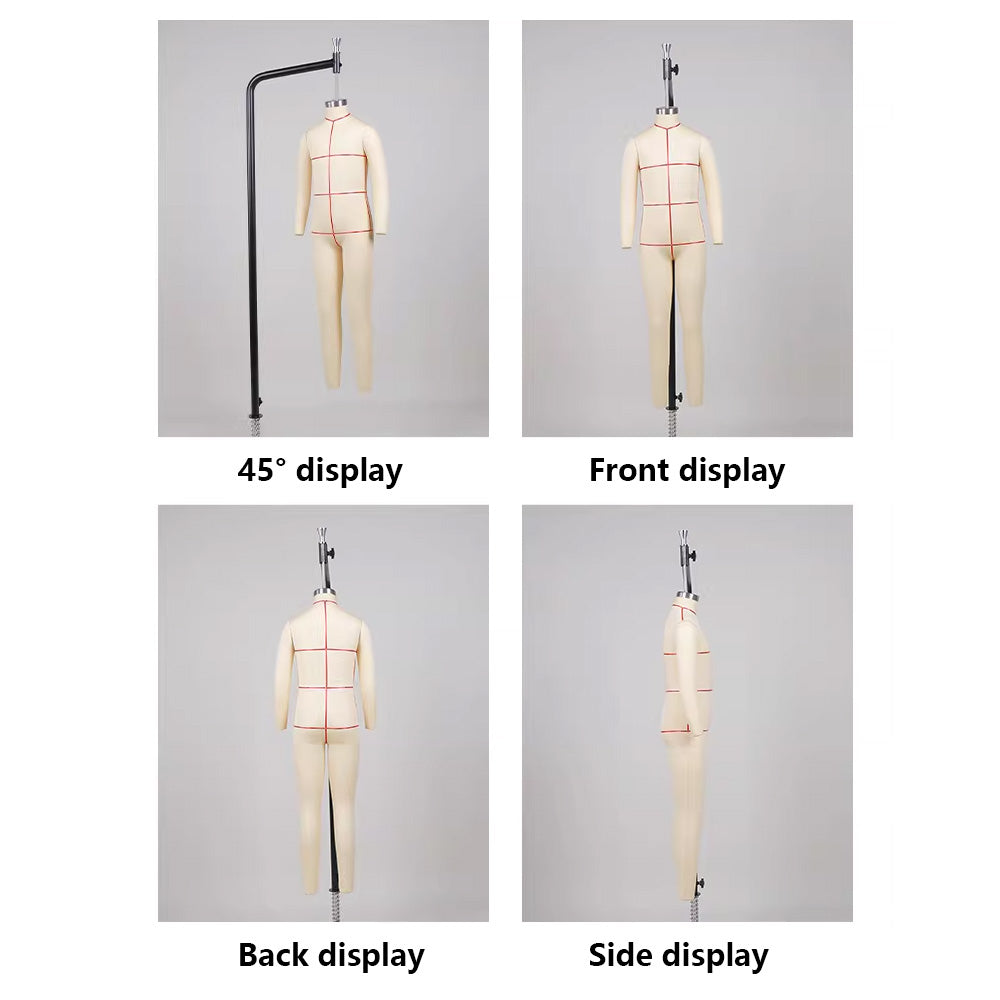 DE-LIANG Professional Children's Full-Body Dress Form with Removable Arms – Adjustable Dressmaking Mannequin for Draping & Pattern Cutting