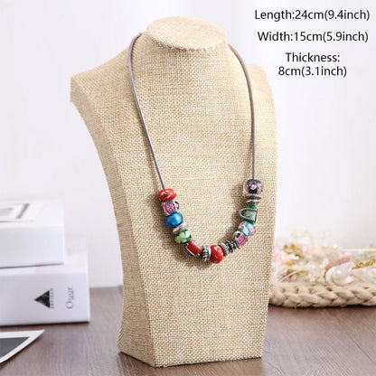DE-LIANG Burlap Neck Mannequin Stand – Jewelry Necklace & Pendant Display Holder